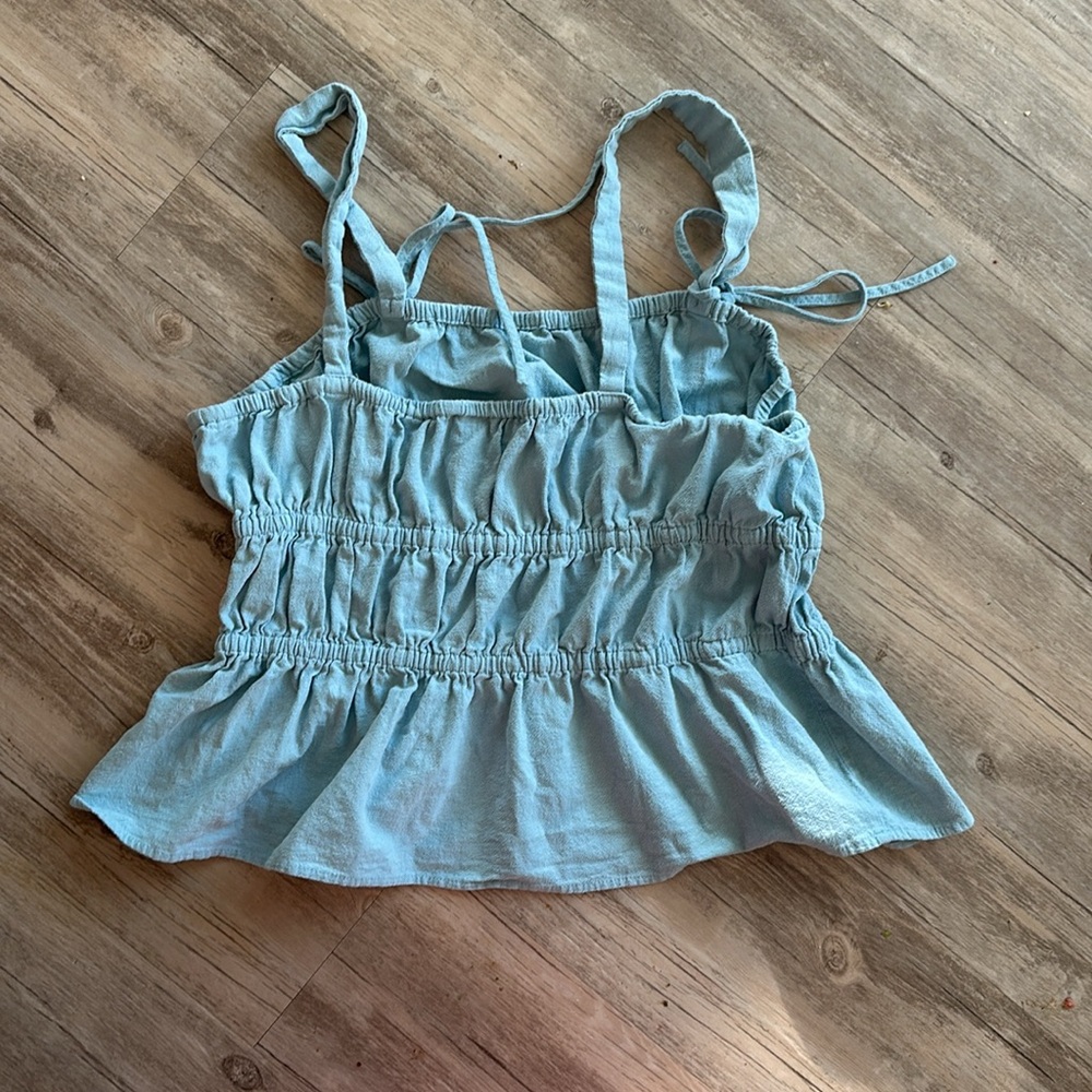 Universal Threads Flirty Blue Sleeveless Top Sz XL Spring Summer Cottagecore - Picture 5 of 5